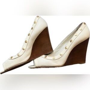 Tory Burch white wedge heels size 11